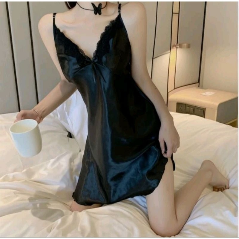 Baju Tidur Piyama Korea Mini Dress Silk Satin