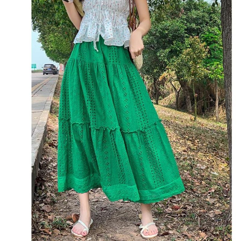 9822 Rok midiskirt GILARDIA EMBROIDERED TIERED BORDIR KATBOL SKIRT premium polos Korea Korean style 