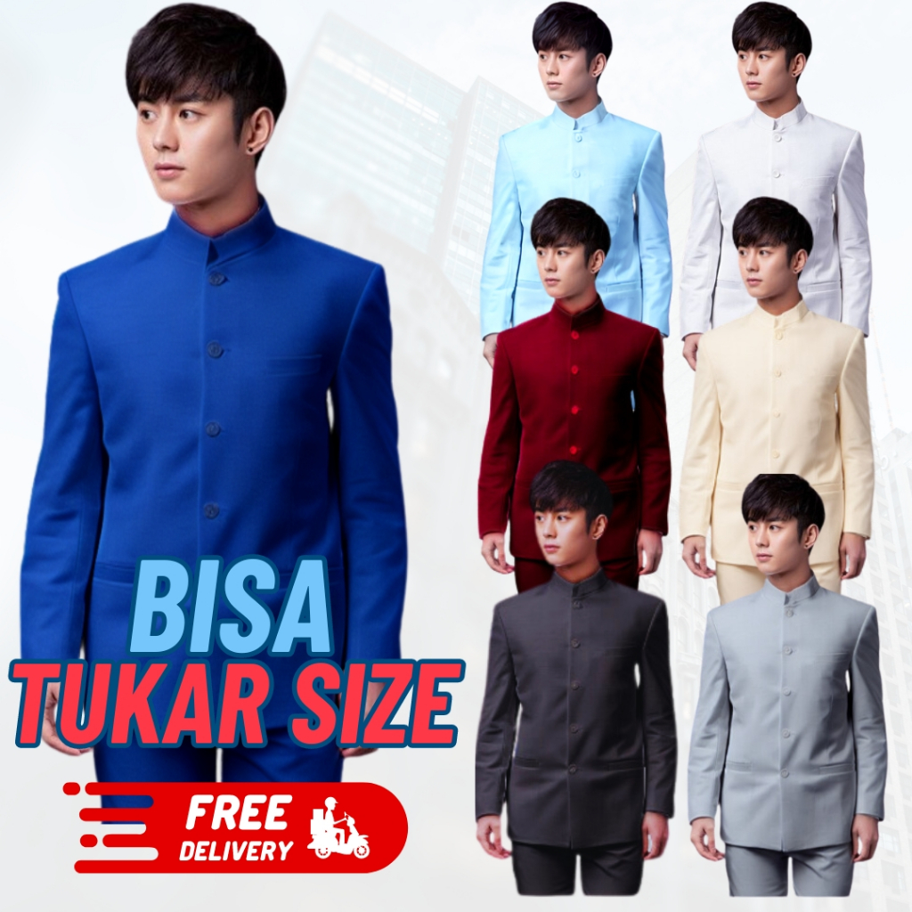 JASKO Jas Koko Polos Pria Premium Jas Mandarin Kerah Siangi Bahan Tebal