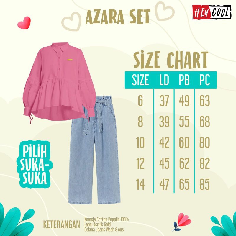 ONE SET JEANS AZARA/SETELAN KULOT ANAK