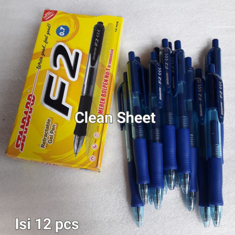 

Pulpen gel f2 standard 0.7mm(Harga/1 kotak,isi 12 pcs)