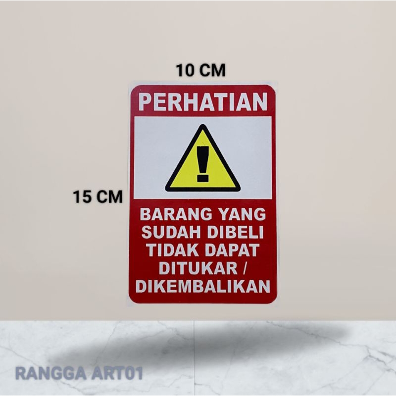 

Stiker barang yg sudah di beli tidak dapat di tukar UK 10 CM × 15 CM