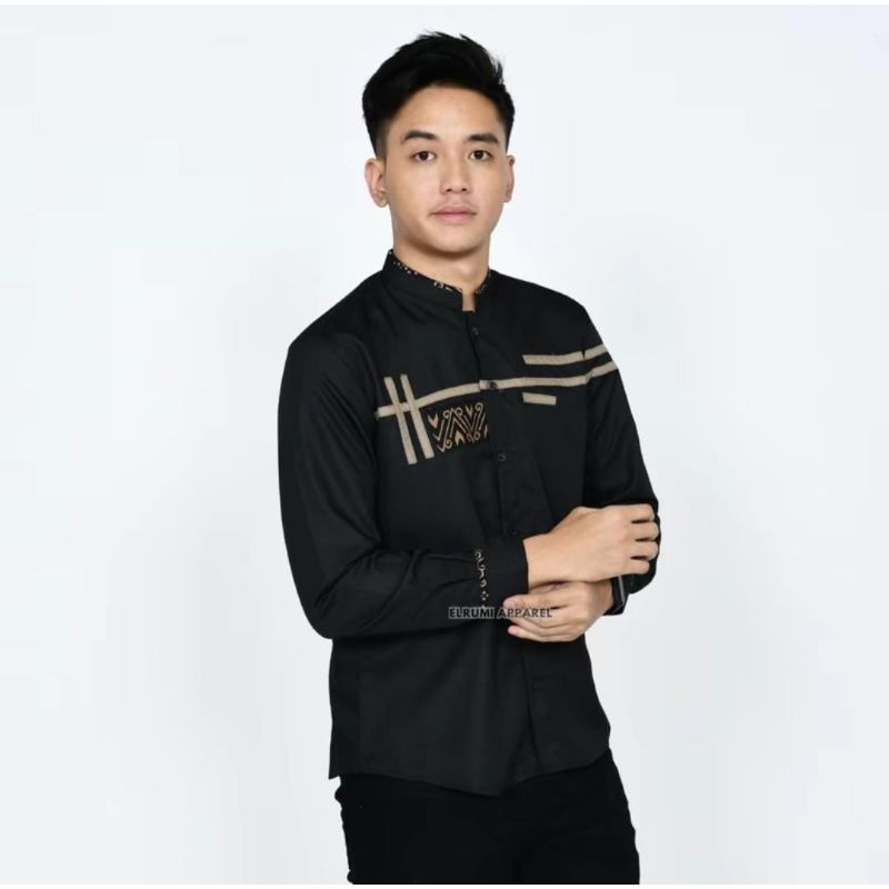 Baju Koko Elrumi Motif Zolid Batik