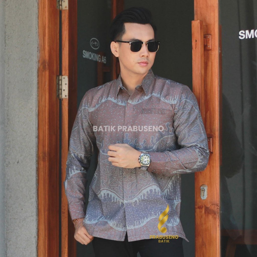 BATIK PRIA REGULER LENGAN PANJANG ORIGINAL BY BATIK PRABUSENO - MOTIF JANITRA DOBBY REGULER