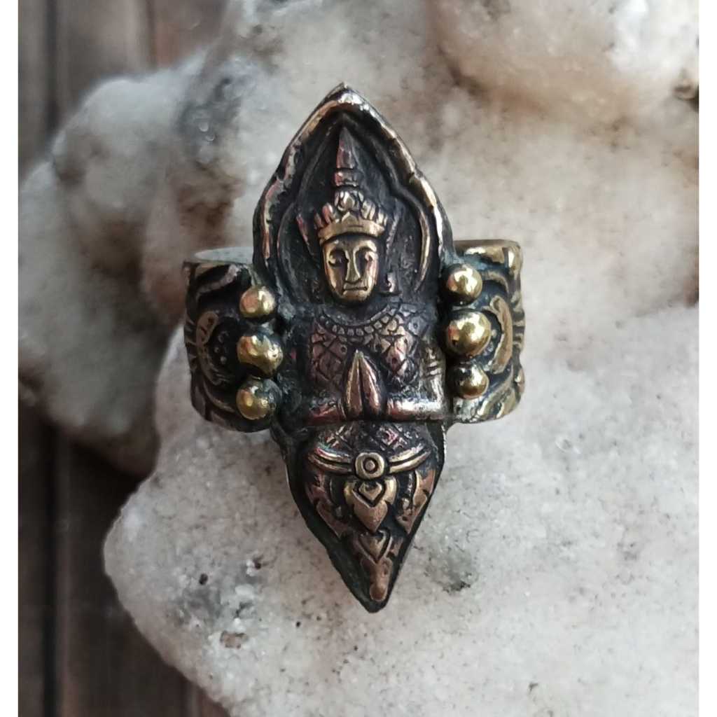 Cincin Ukir Budha HQ Ring Ukir Bahan Kuningan Lawas 01