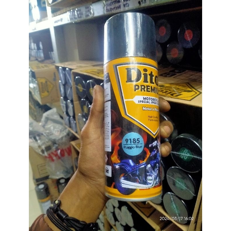 Diton Premium 9185 / PIAGGIO BLUE / BIRU / Cat Velg / Cat Blok Mesin / Cat Body Motor / Cat Semprot 