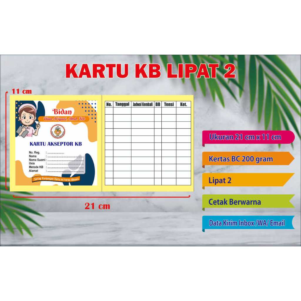 

Kartu akseptor lipat 2 & 3 cetak bolak balik ( minim 50 pcs )