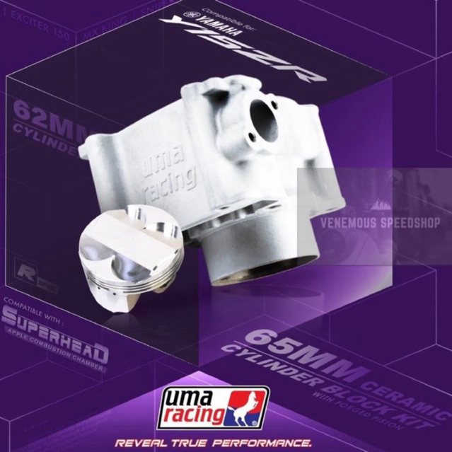 Blok Seher Ceramic Uma Racing Mx king/ Vixion/ Mx/ Vixion NVL/ R15 Old/ Xabre Ukuran 62MM / 65MM