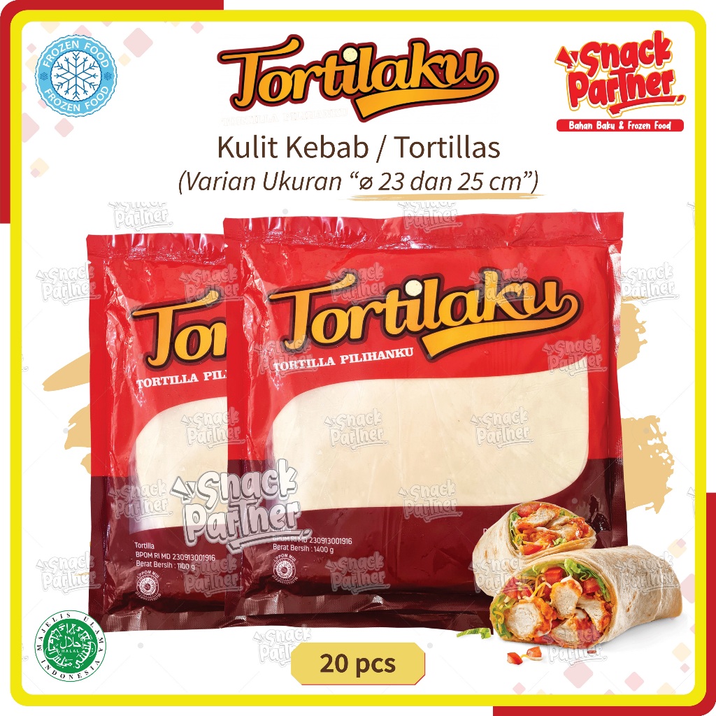 

TORTILAKU Kulit Kebab 20 Lembar | Diameter 23 / 25 CM | 1,05 / 1,3 KG - FROZEN FOOD - Tortila Tortilas / Tortilla Tortillas