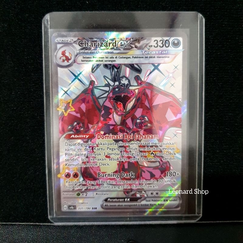 Kartu Pokemon Charizard EX SSR Sv4a Indonesia NM Free Sleeve + Toploader TCG Harta Berkilau Super Sh