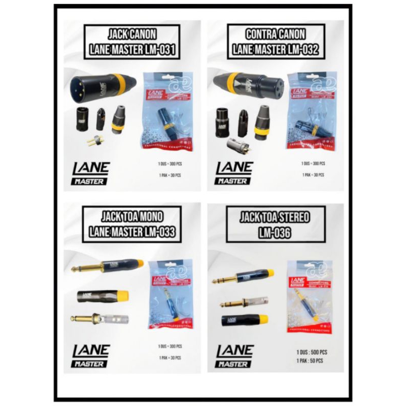 JACK CANON, CONTRA CANON, JACK TOA MONO, JACK TOA STEREO