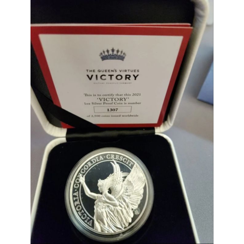 Perak Silver Coin Proof Saint Helena Queen's Virtue Victory 2021 1oz