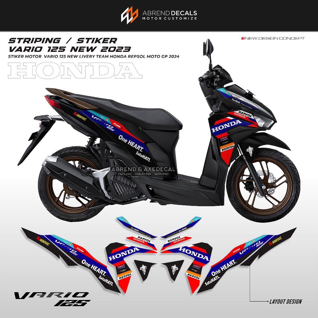 Striping Vario 125 New 2023 Livery Repsol 2024 / Stiker Motor Honda Vario 125 Baru Design Custom Var