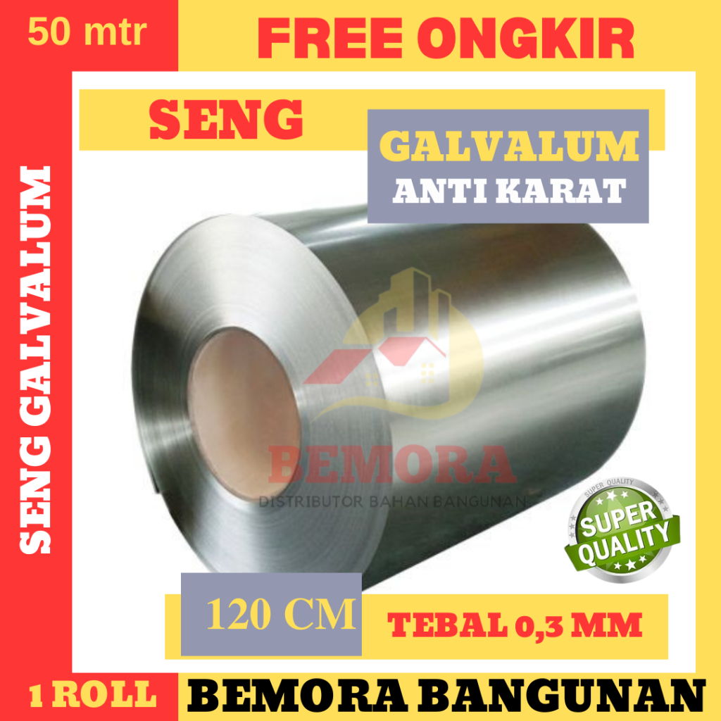 Seng Talang Galvalum 120 Cm(0.30)Super 50m(AntiKarat&FreeOkr)