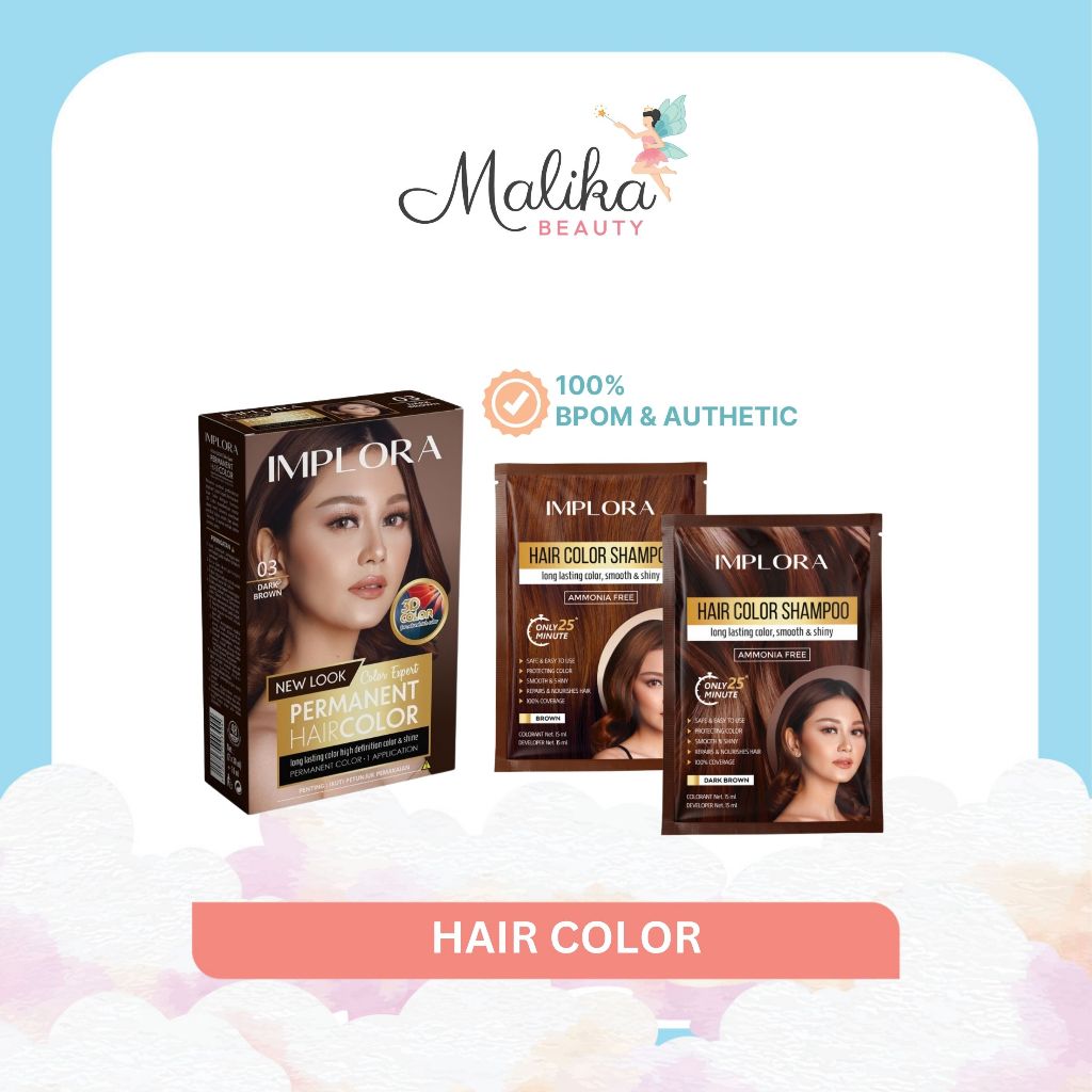 Malika Beauty | IMPLORA Hair Color Shampoo | Implora Permanent Hair Color | Pewarna rambut | Shampoo