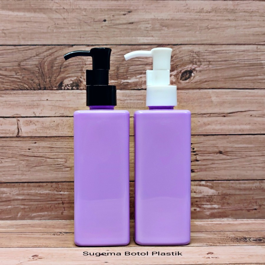 Botol Pump 250ml Kemasan Sabun Mandi Cair Model Kotak Pet Ungu / Botol 250ml Pump Luxury