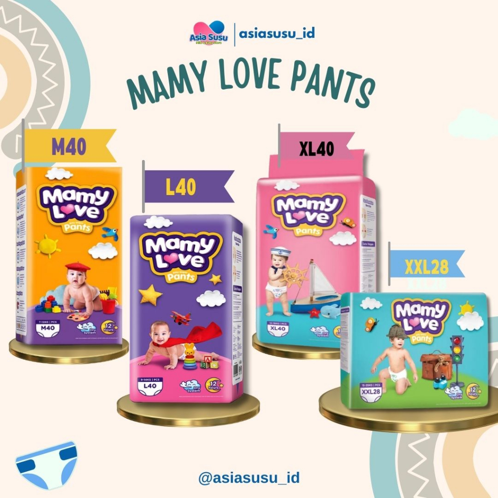 MAMY LOVE PANTS M40 L40 XL40 XXL28 / POPOK CELANA BAYI ANAK