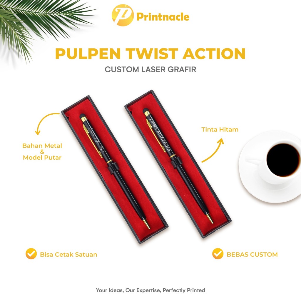 

Custom Pulpen/Ballpoint Metal (Twist Action) Laser Grafir Nama/logo Souvenir ( Tanpa Box )