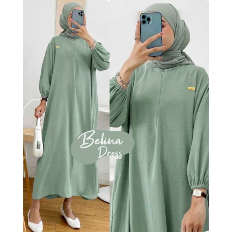 dress crinkle airflow gamis crinkle dress lengan panjang karet dress sage crinkle dress biru crinkle