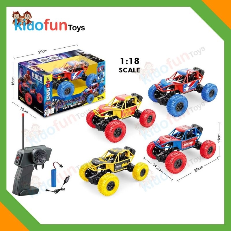 RC Rock Crawler Offroad Superhero Alloy Ban Karet Besar Mobil 1:18 Batman Spiderman Ironman Avengers