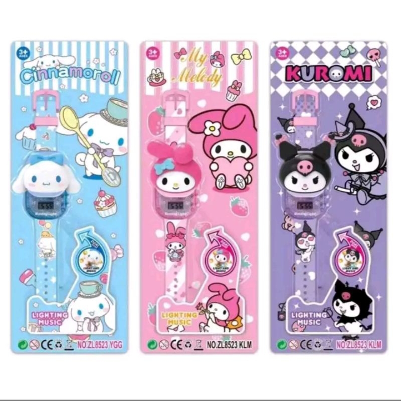 Jam Tangan Anak Kotak Digital Sanrio Rotaing Light Musik & Musik / Jam Tangan Anak Sanrio Musik dan 