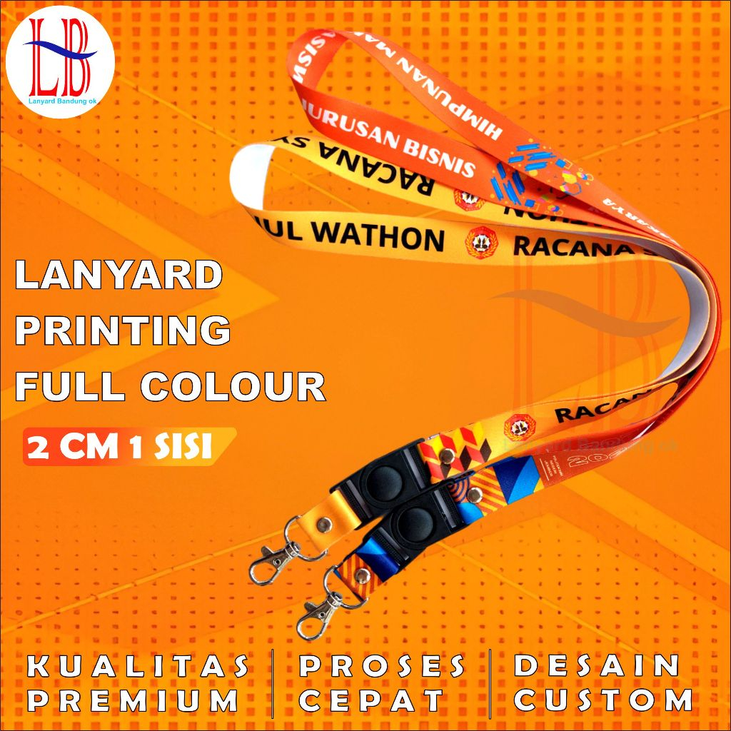 

TALI LANYARD ID CARD CUSTOME 2 CM PRINTING 1 MUKA /CETAK LANYARD ID CARD 2 CM DESAIN BEBAS