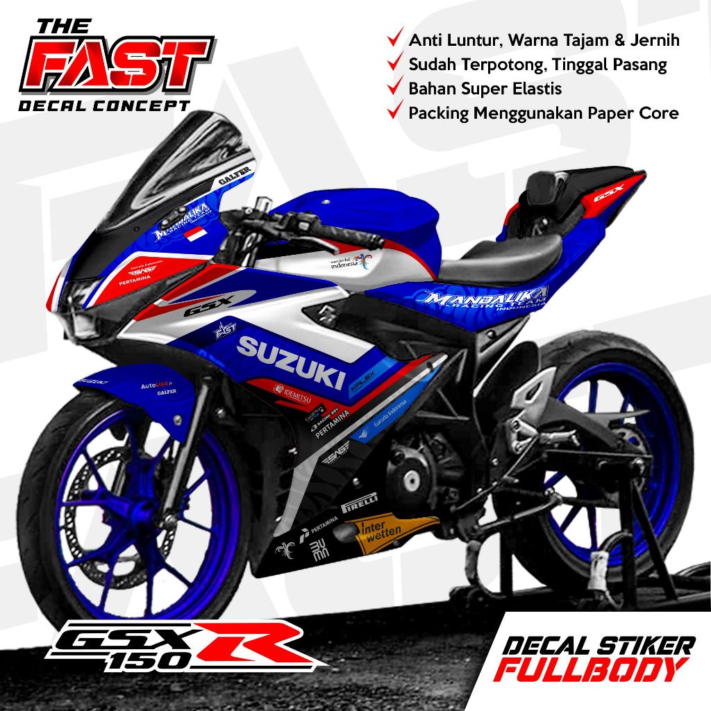 COD Decal GSX 150R 100% Original - Decal GSX 150R Fullbody Stiker Suzuki GSX 150R Motif Mandalika