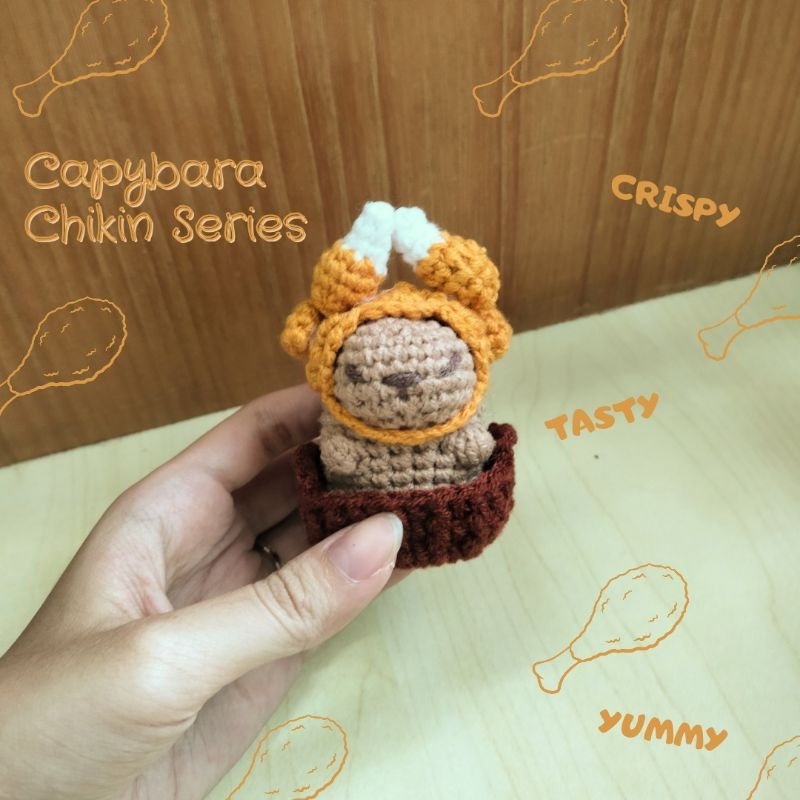 capybara chikin series // capybara keychain // capybara chicken // capybara crochet // keychain mini