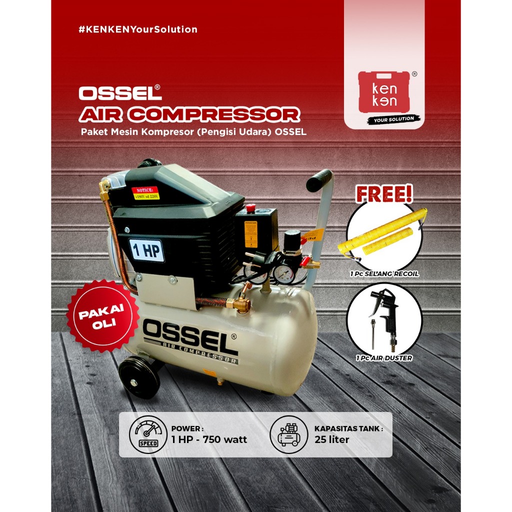 OSSEL Kompresor Direct Driven 1 HP 25 Liter Kompresor Oli 1 HP 25 Liter AC100-24 Kompresor Oli Kompr