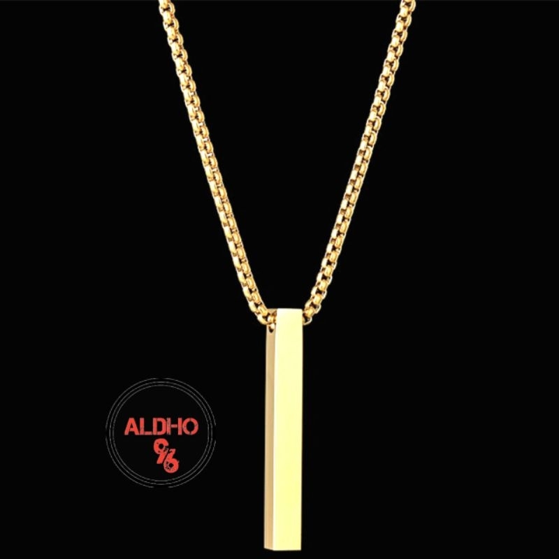 Kalung Dan Liontin Balok Titanium Pria