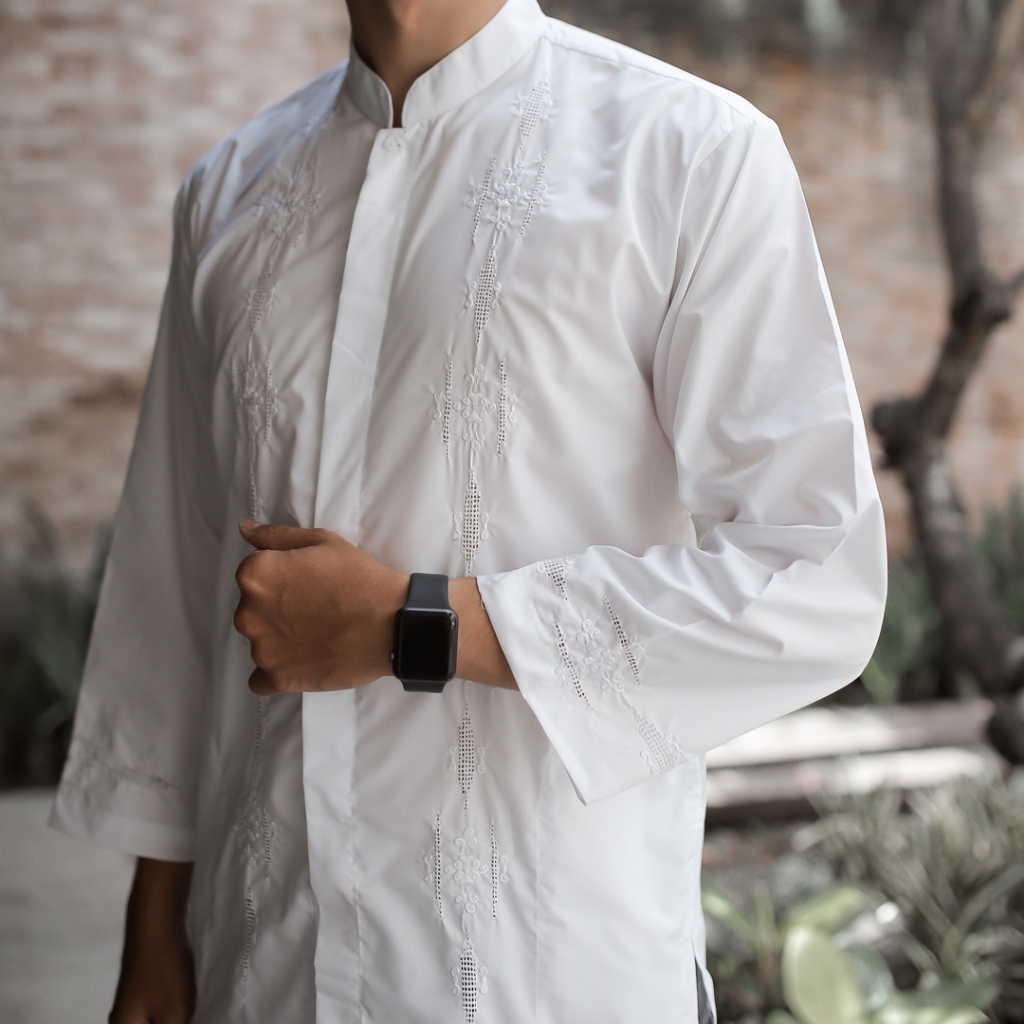 Baju Koko Putih Lengan Panjang Kerancang Padang Koko Dewasa Lengan Panjang Bahan Toyobo