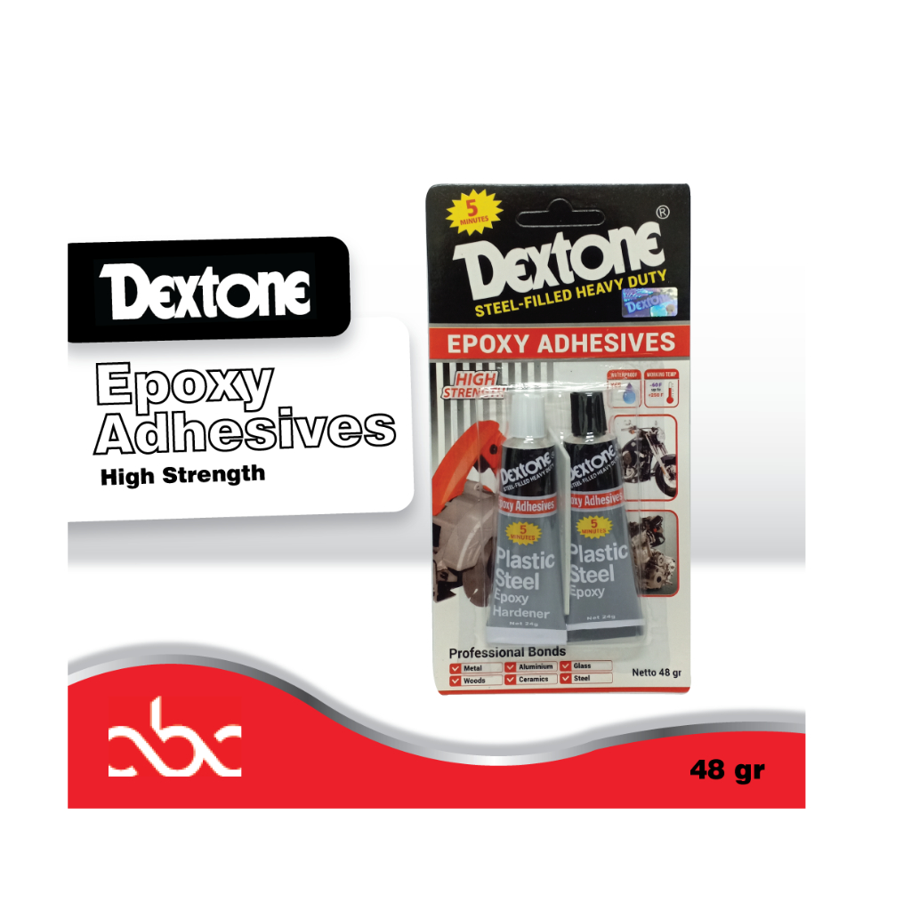 

Lem Dextone Lem Besi atau plastic Epoxy Adhesives 5 mins 48 grm