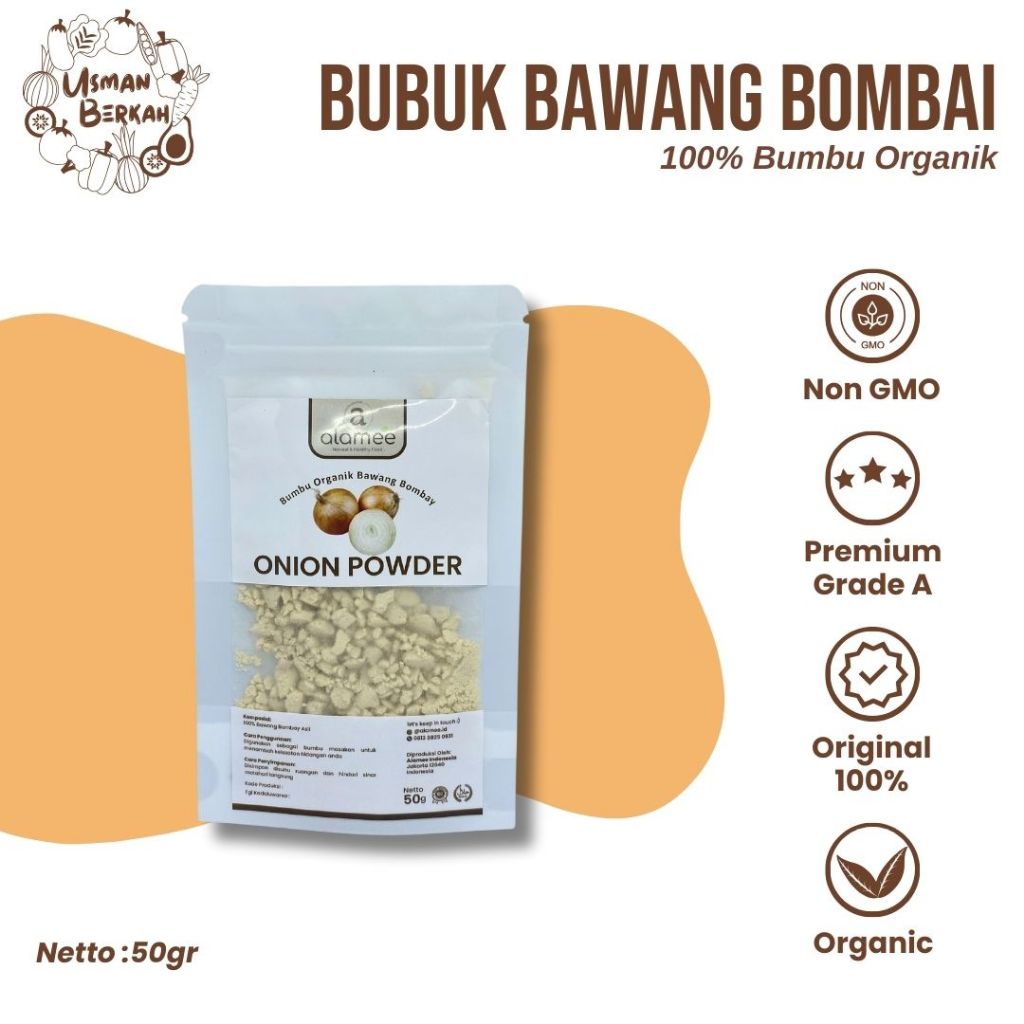 

Bawang Bombay Bubuk Onion Powder Ground Spice Bumbu Bombai Dapur Organik Rempah Rimpang Murni Asli Tanpa Campuran USMAN BERKAH 50gr