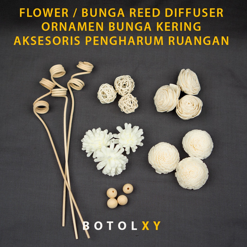 Reed Diffuser Ornamen Sola Flower - Kering / Dried Klobot Wood - Ornamen / Hiasan / Aksesoris Pengha