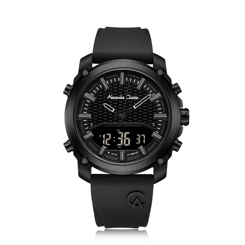 Alexandre Christie AC 9391 MHRIPBA Hitam Original / Jam Tangan Pria Analog Digital Karet MH