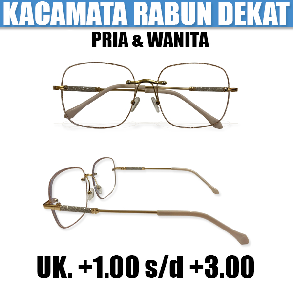 Kacamata Baca Rabun Dekat Model Terbaru Gagang Besi Rimless Ukuran +1.00 s.d +3.00 Kacamata Plus Kor