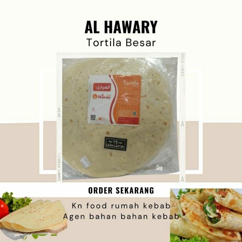 

FNQ635 STAR Tortila Kebab AL HAWARY Kulit Kebab diameter 24 cm isi 2 Tortila Besar Al HAWARY