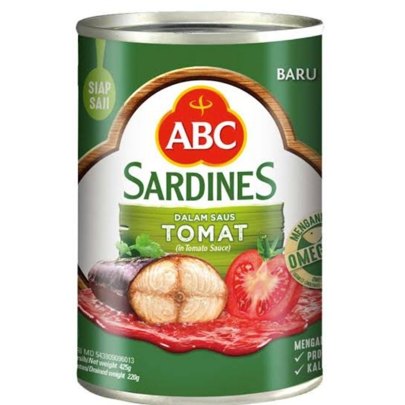 

Ikan Kaleng Sarden Abc 425 gr 1 Dus isi 24 pcs