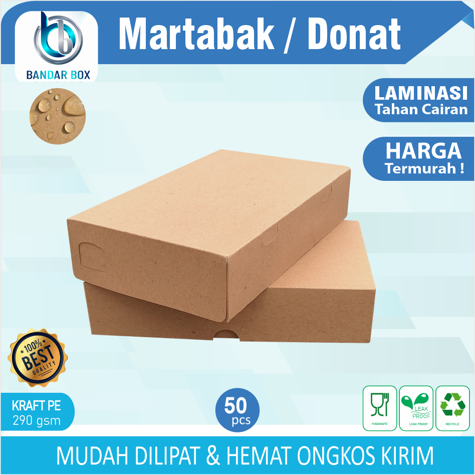 

RB Dus Kue Martabak (50 Pcs) Kotak Brownies Kue Bolu Snack Craft Laminasi Foodgrade Grosir Termurah