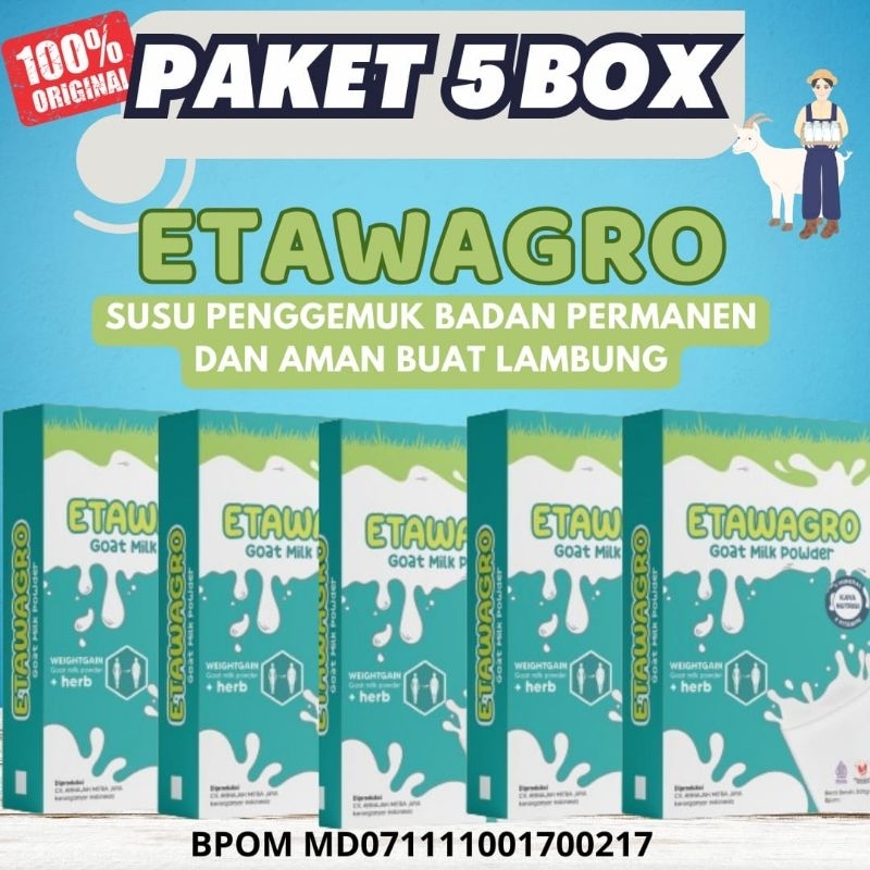 

PAKET 1KG/5BOX ETAWAGRO SUSU ETAWA HERBAL TINGGI PROTEIN DAN KALSIUM PENGGEMUK BADAN BPOM