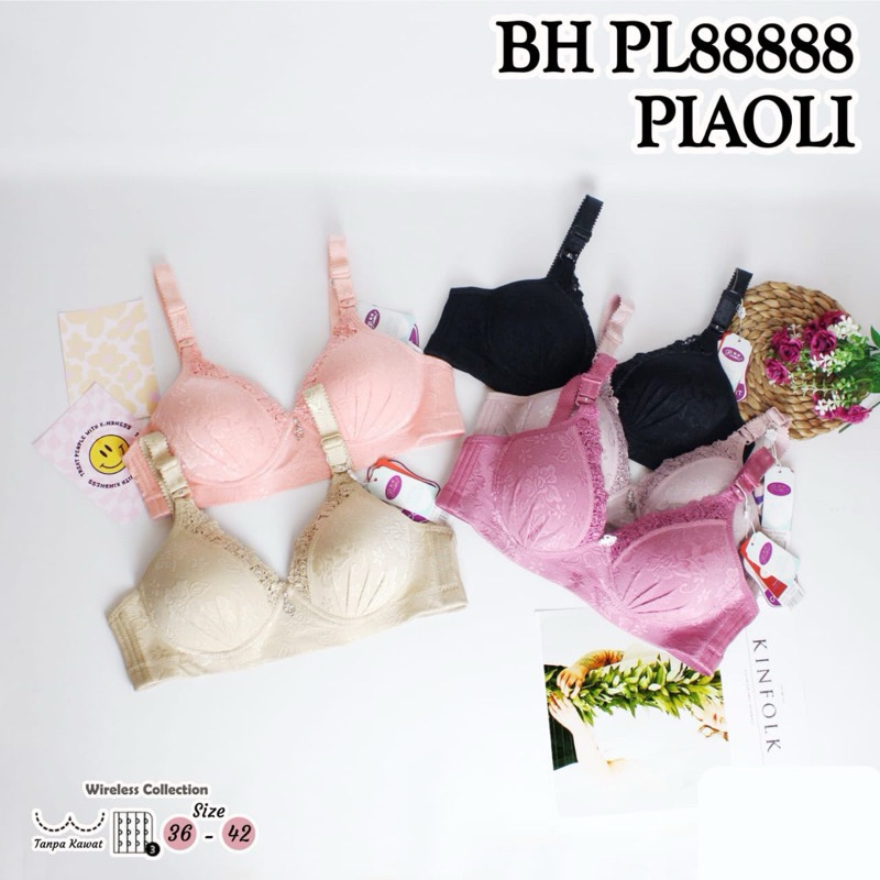 [1 PCS] BRA BH Piaoli 88888 PL88888 uk 36 - 42 Busa Tipis Tanpa Kawat Kait 3 Cup B