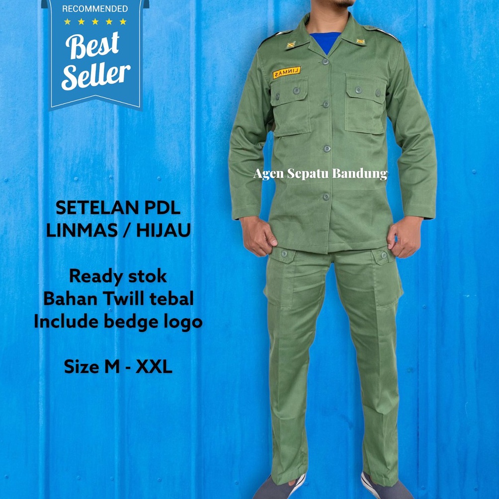 ART A57L Baju Setelan PDL Linmas Hijau Seragam PDL LinmasSeragam Hansip  Premium Seragam PDL Linmas 