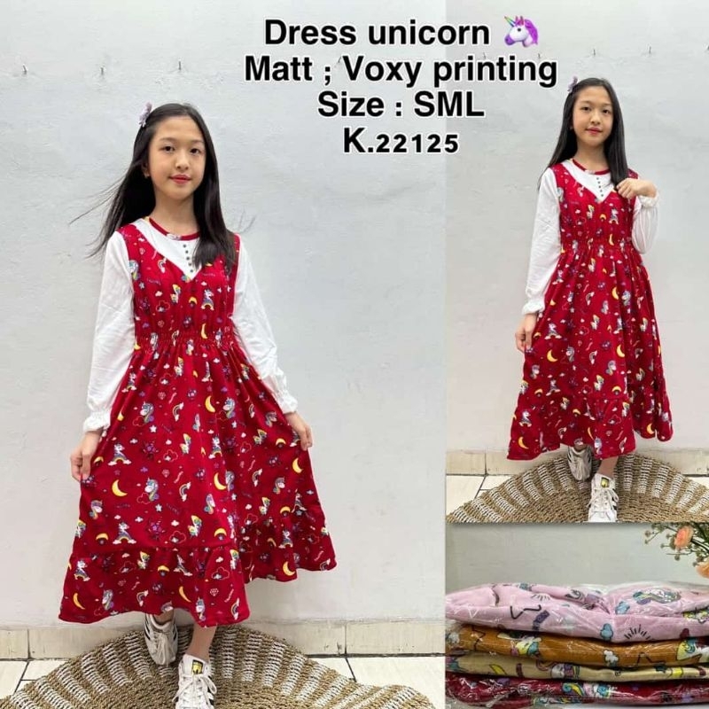 GAMIS ANAK VOXY MOTIF UNICORN USIA 7 8 9 10 TAHUN /GAMIS ANAK MOTIF UNICORN KUDA PONI / LONGDRESS AN