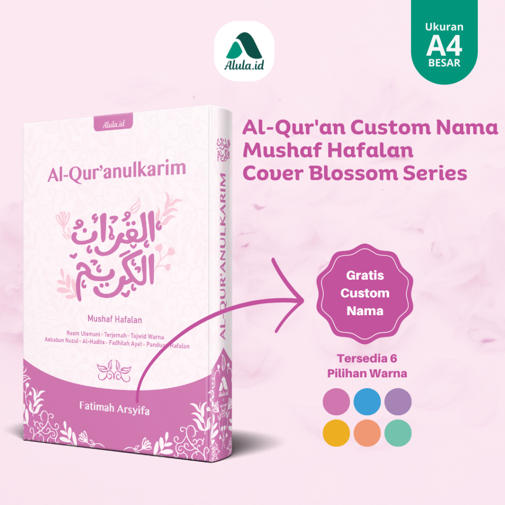 Alquran Custom Nama A4 Rasm Utsmani Madinah Depag Blossom Series Bunga Quran Besar Muslimah Aestheti