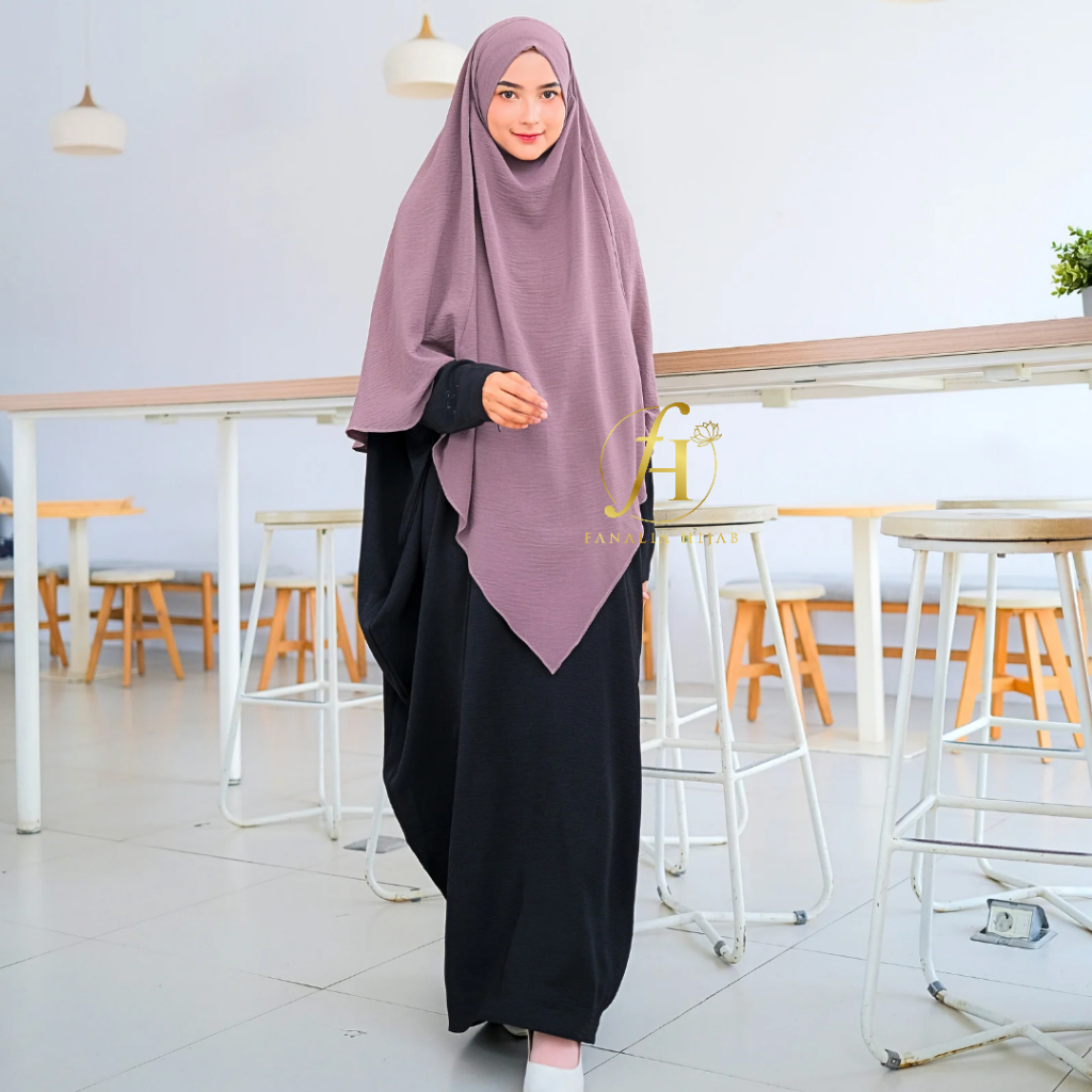 Kaftan Lebaran - Kaftan Jumbo - Kaftan Crinkle Air Flow - Abaya Hitam Polos - Abaya Batwing