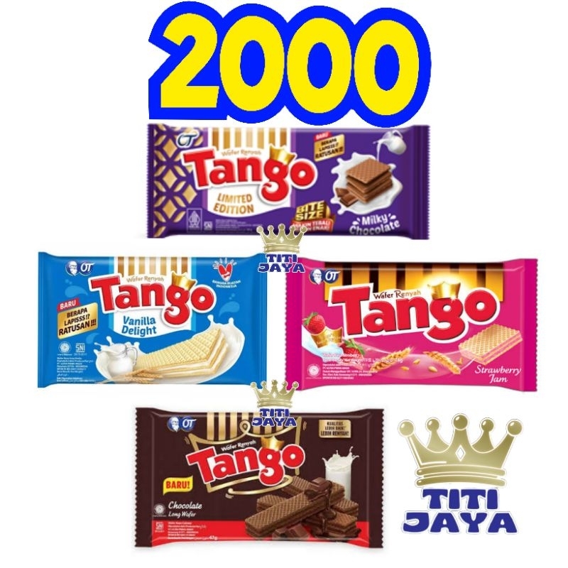 

WAFER TANGO 2000 KECIL 39GRAM STRAWBERRY VANILLA COKLAT STROBERI MILKY CHOCOLATE SNACK JAJAN ANAK