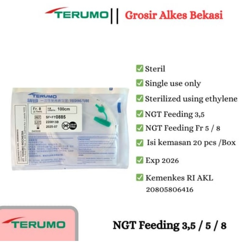 NGT Feeding Tube Terumo / NGT Terumo FR 3,5 / 5/ 8 Harga/Pcs