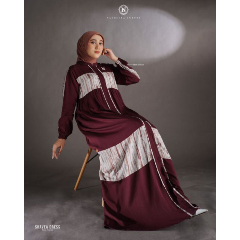 NADHEERA LUXURY GAMIS SHAVEA DARK CHOCO|| DENIM TERBARU 2024