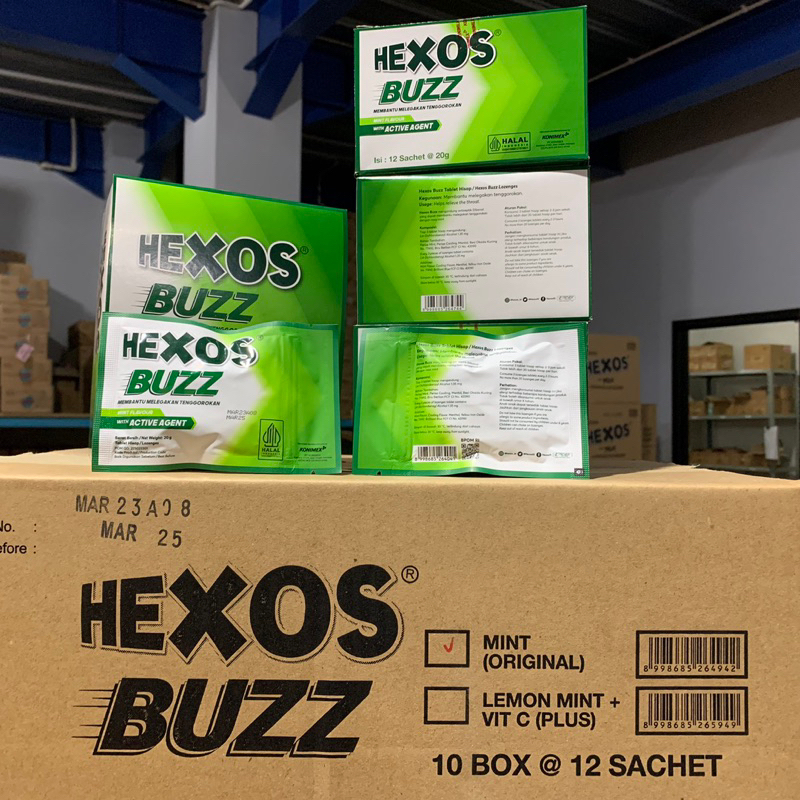 

Hexos Buzz Kemasan Box 1 isi 12 sachet