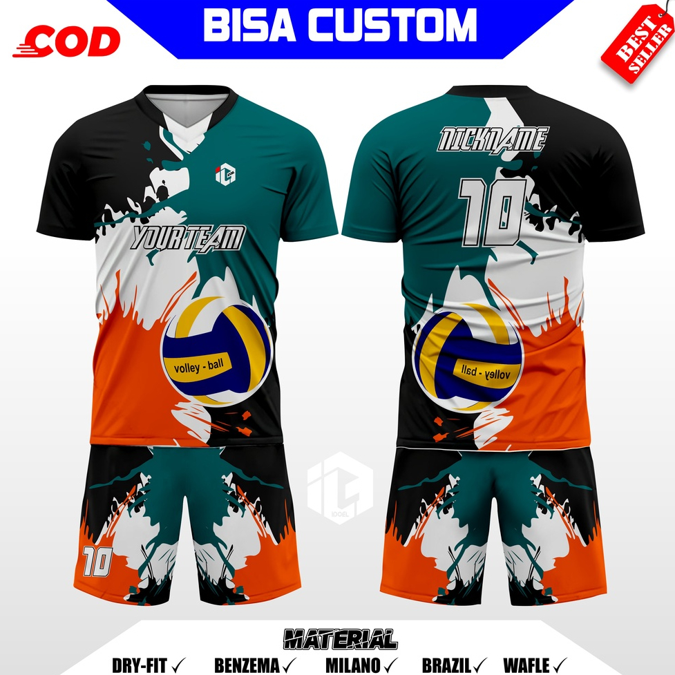 jersey set volly baju voli full printing. gratis tambah nama,logo,nomor dan lainnya.
